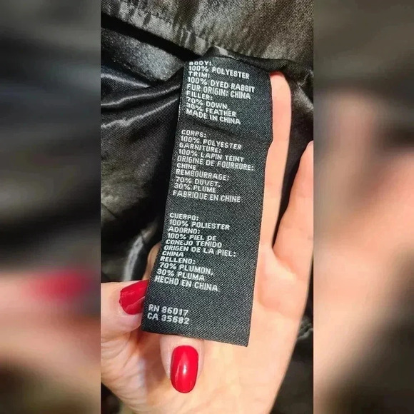 Bebe black Satin Quilted Pea Coat with fur collar Women's Size S - Picture 17 of 17